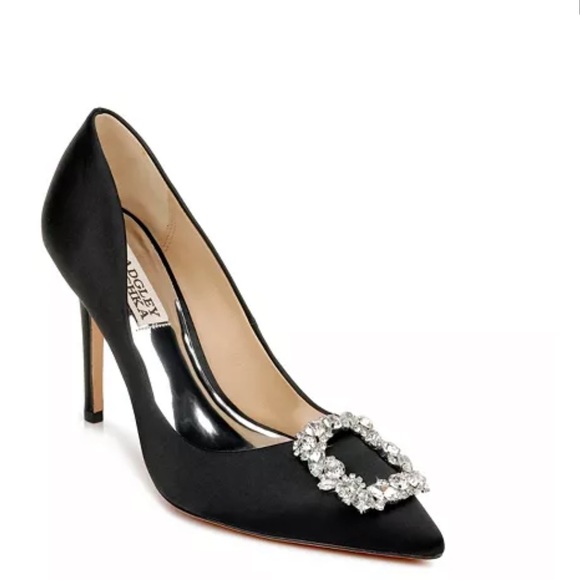 Badgley Mischka Black Heels with Silver Embellishment - Picture 1 of 14